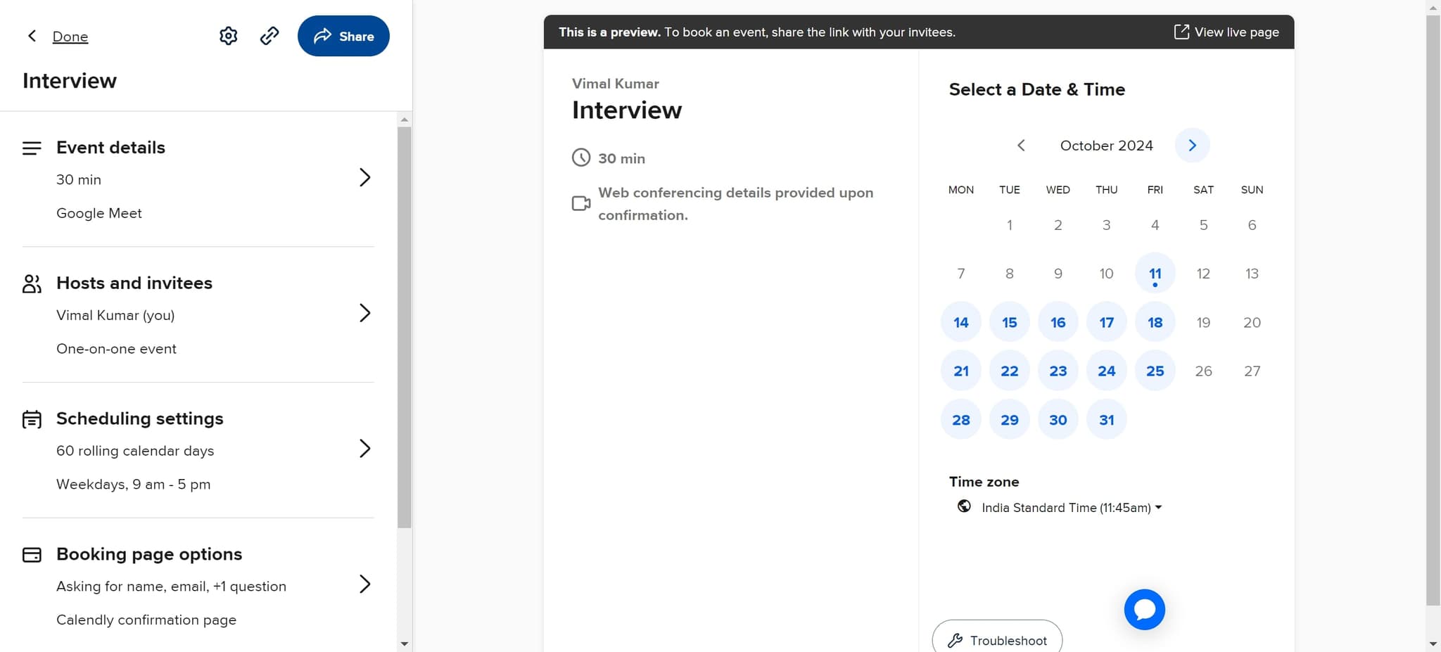 Access sharing options