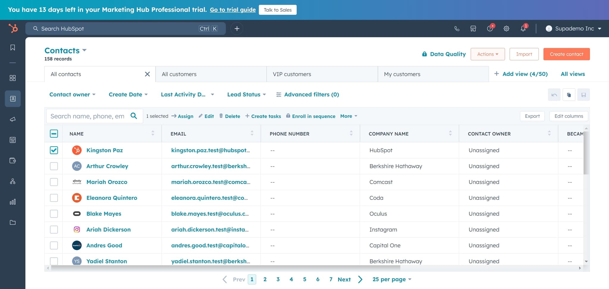 Click Actions Menu