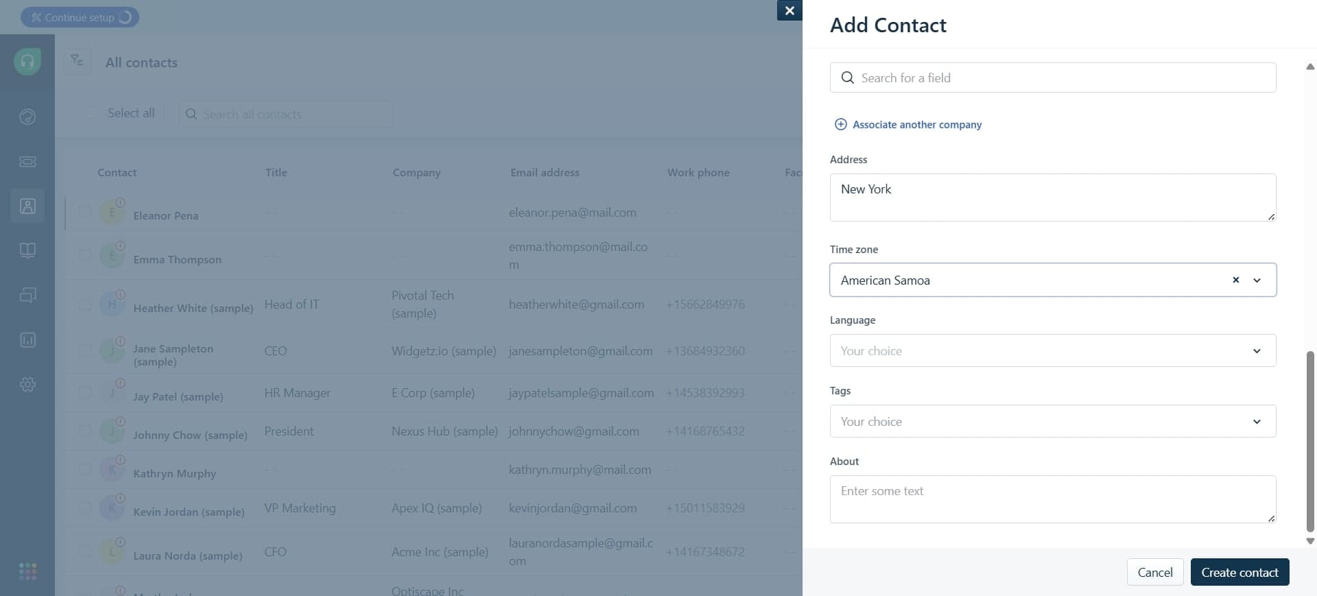 Add additional contact details