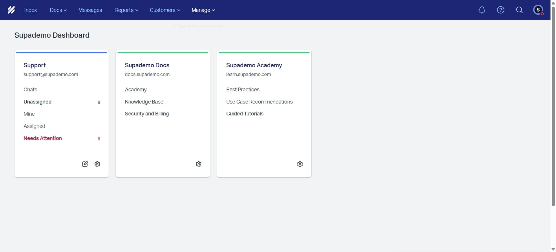 Locate the inbox settings menu