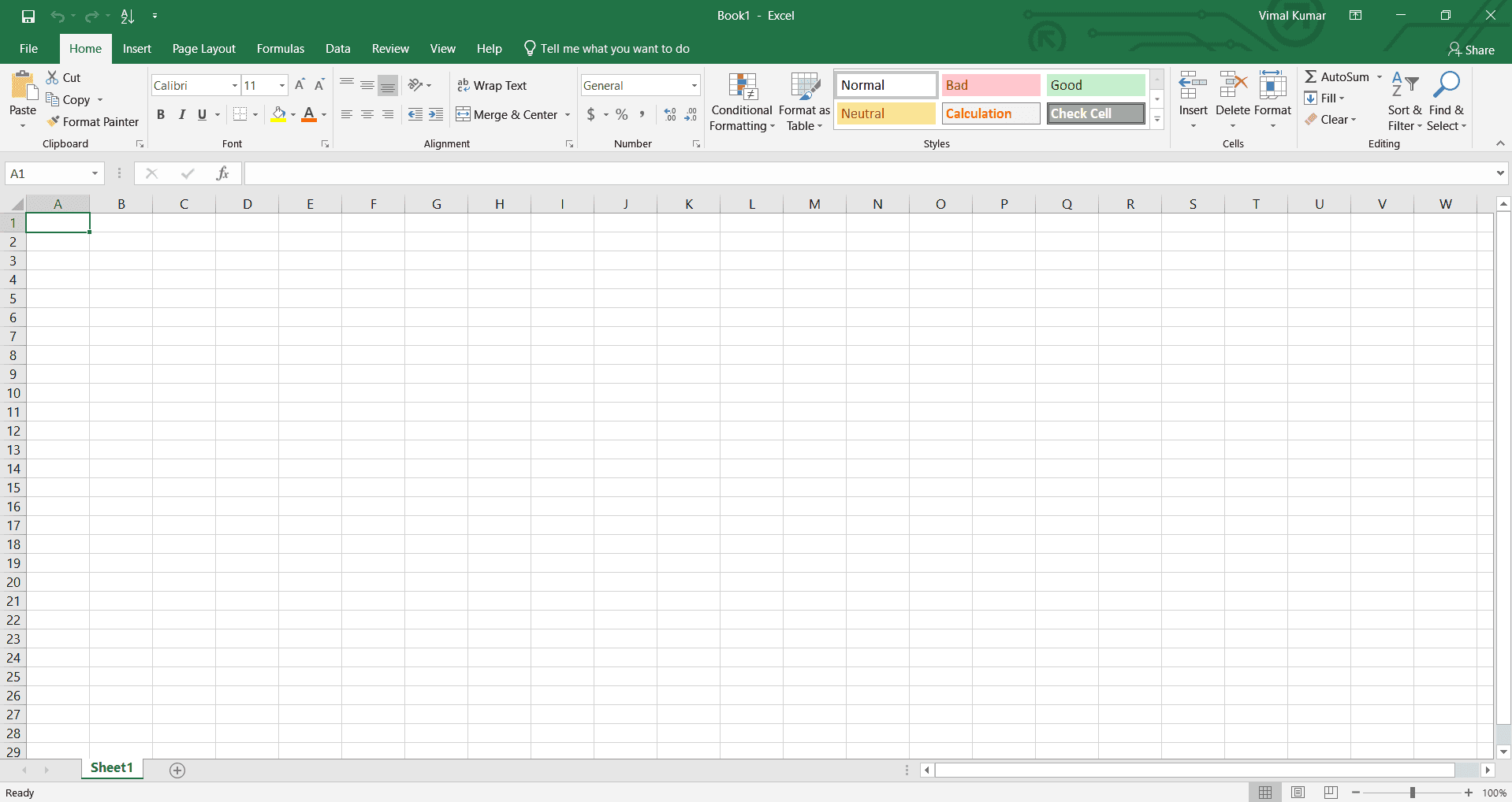 Open Excel and access File menu