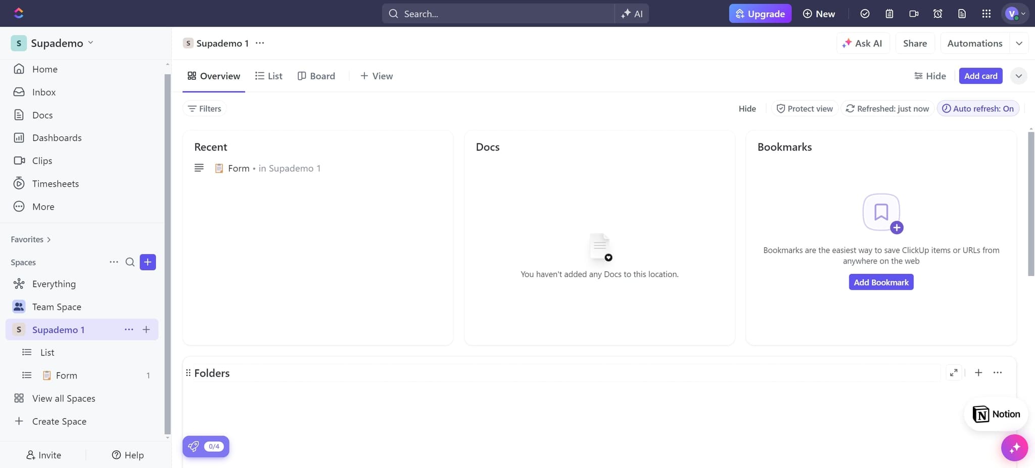 Click on Folders