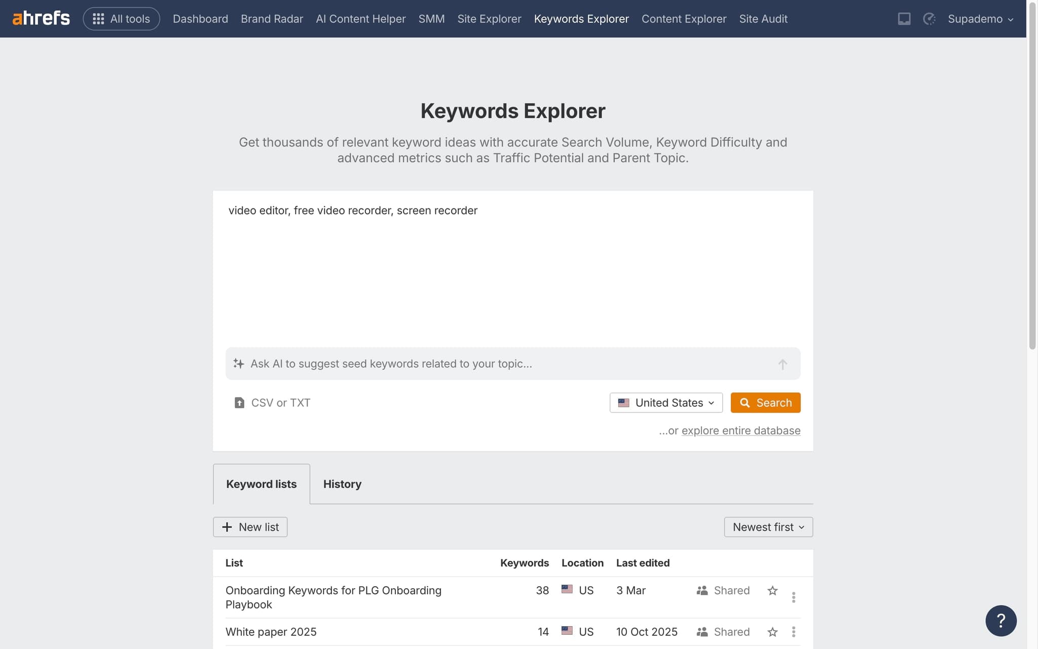 Enter your seed keyword