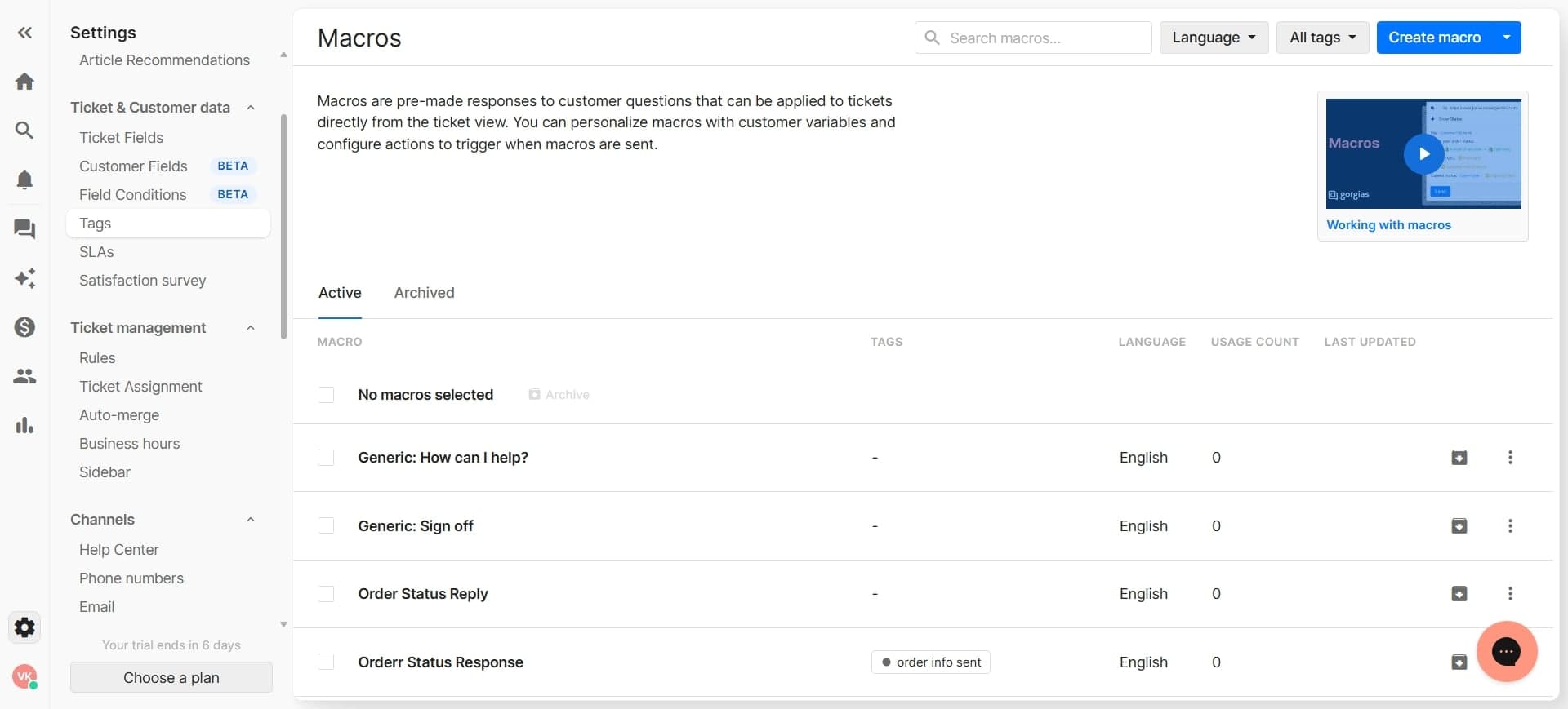 Locate data deletion settings