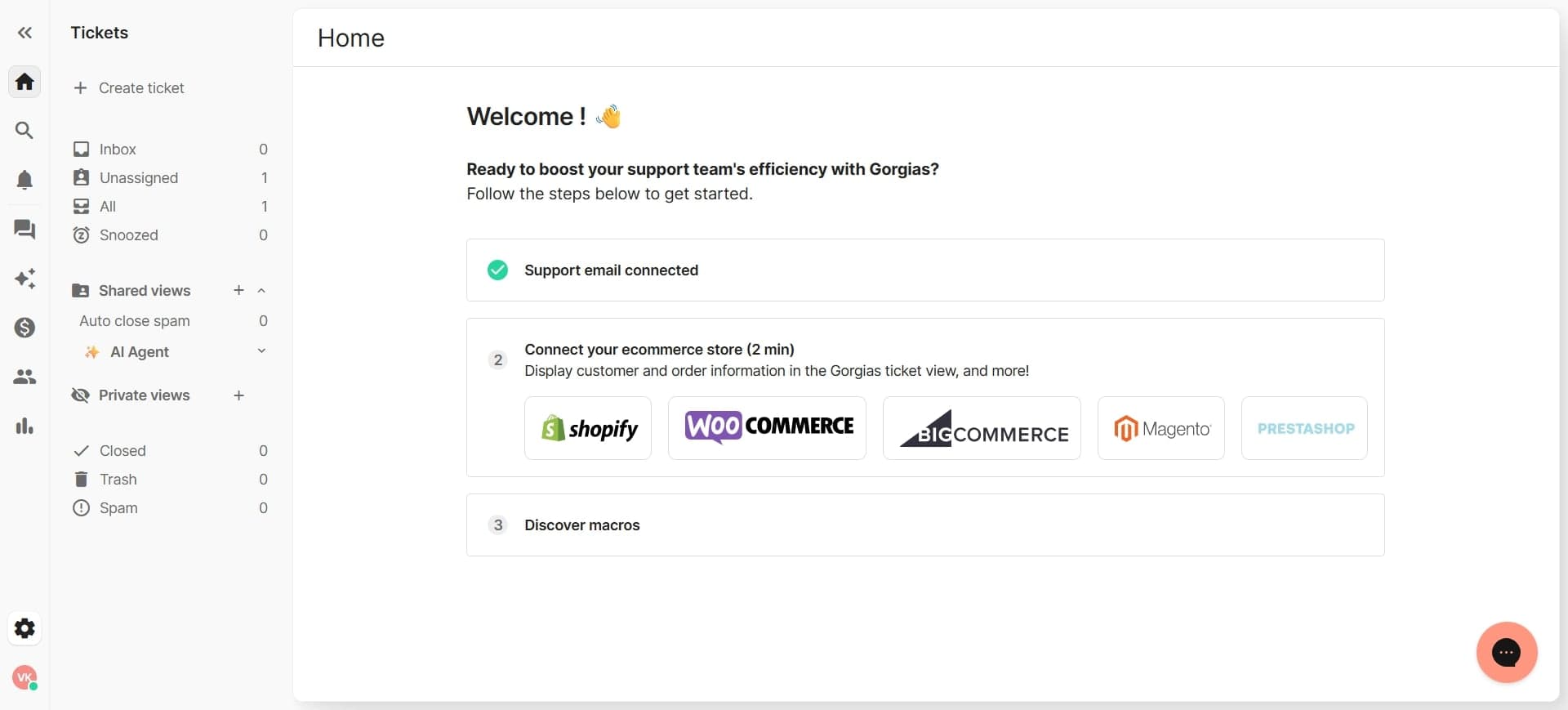 Log in to your Gorgias account