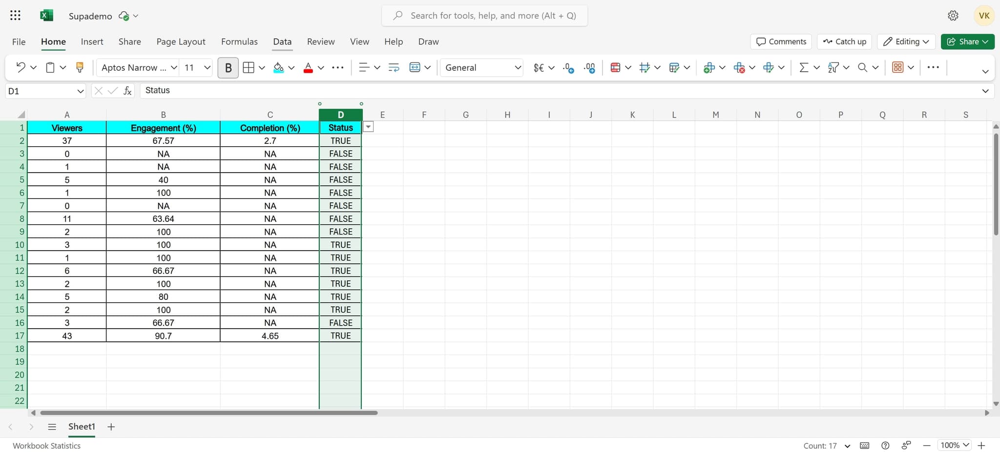 Open the Data menu