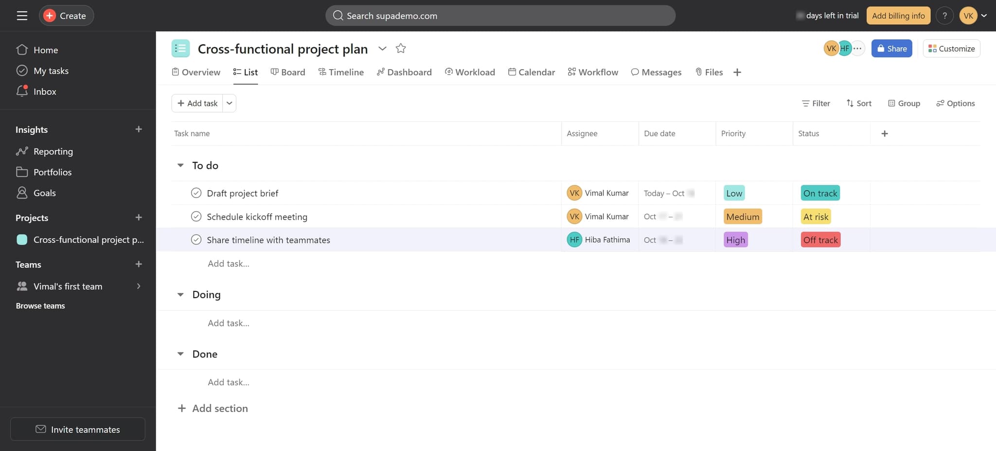 Click on the project element