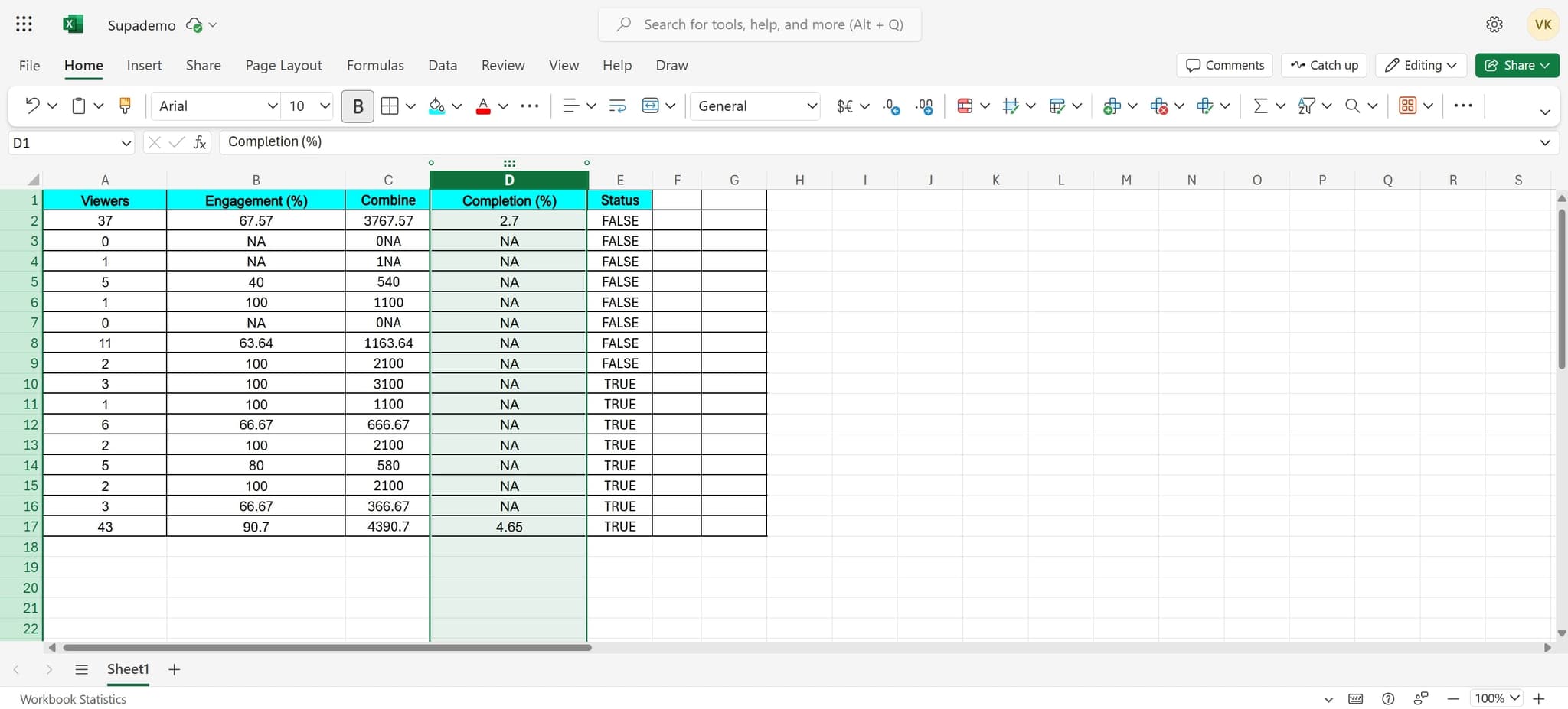 Select the target column