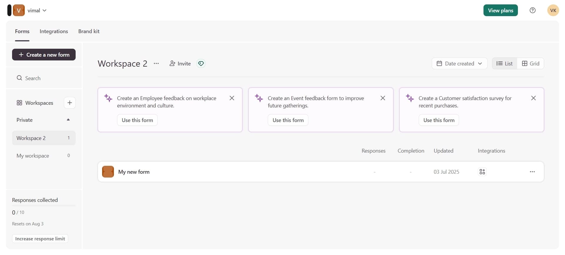 Access your Typeform form