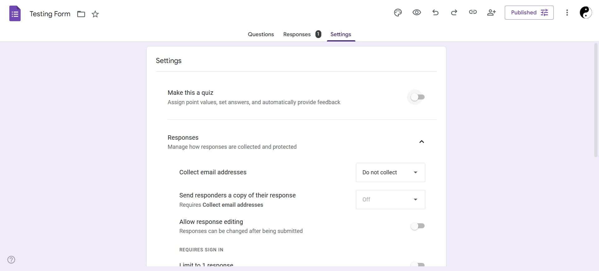 Enable quiz mode