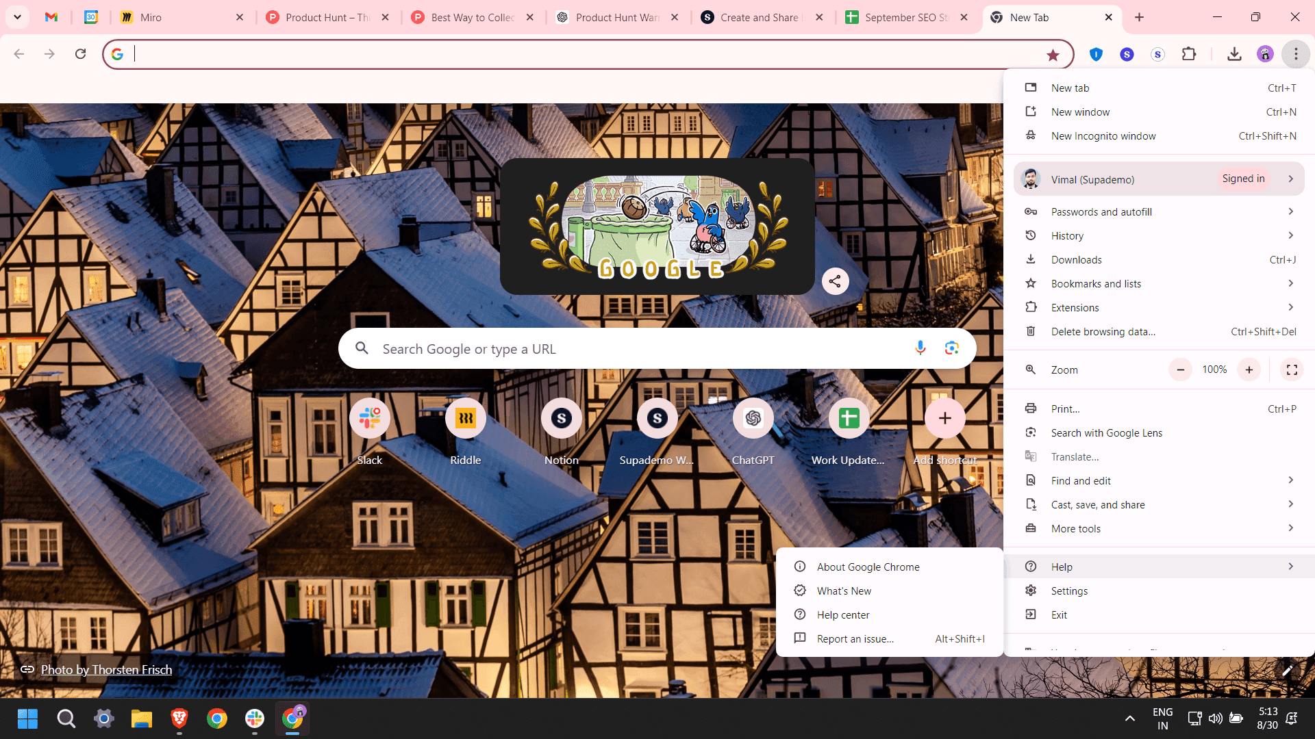 Go to About Chrome