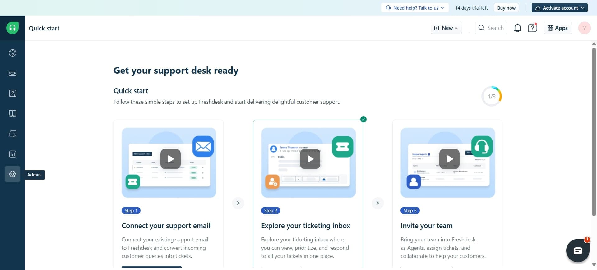 Access the Freshdesk admin panel