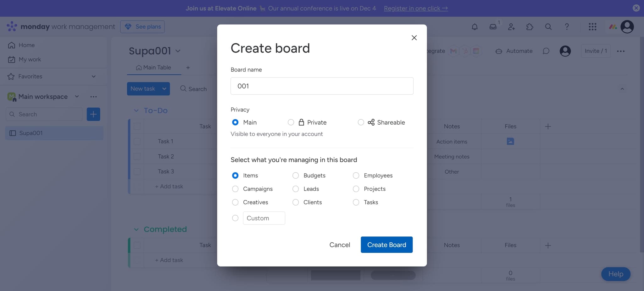 Click Create Board