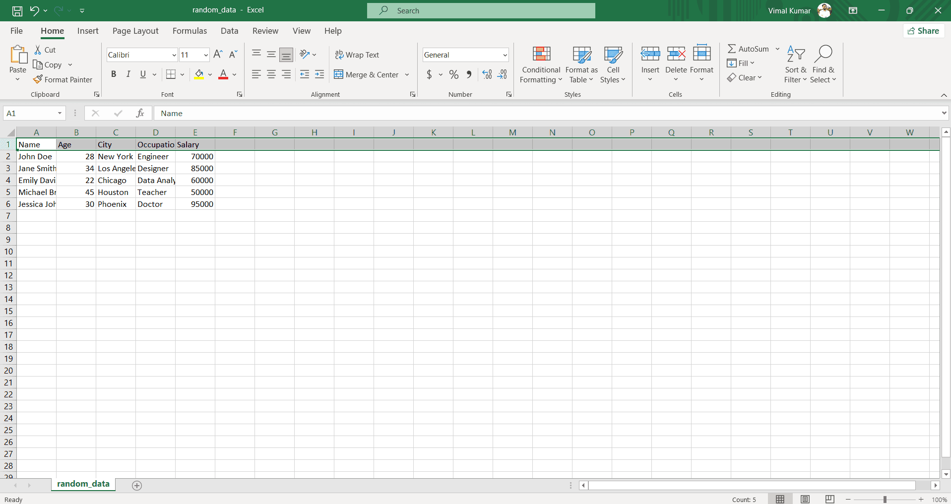 Open your Excel spreadsheet
